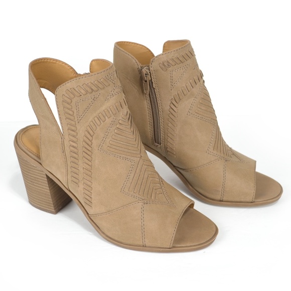 Edwina Fashion Boots Block Heel Open Toe Taupe 8 - Picture 4 of 8